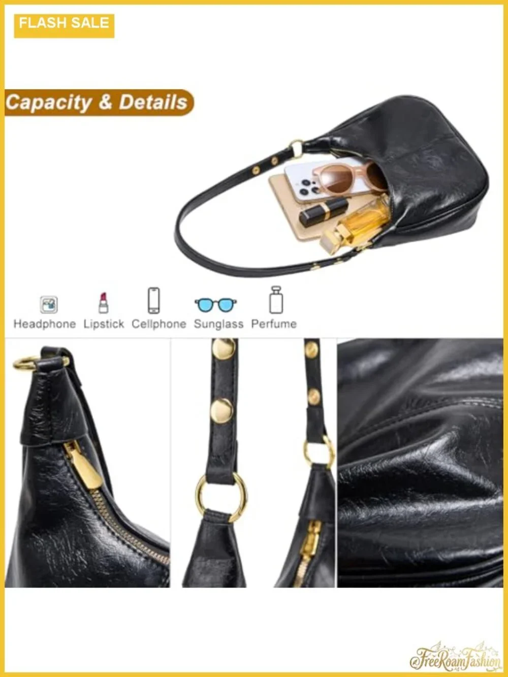 Faux Leather Retro Crescent Shoulder Hobo Bag Small Crossbody Purse